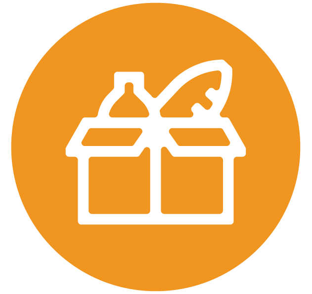 Icon of a donated box of food and supplies