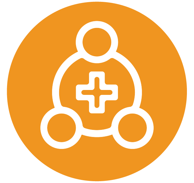 Icon of hand holding loaf of bread, symbolizing direct support to families.